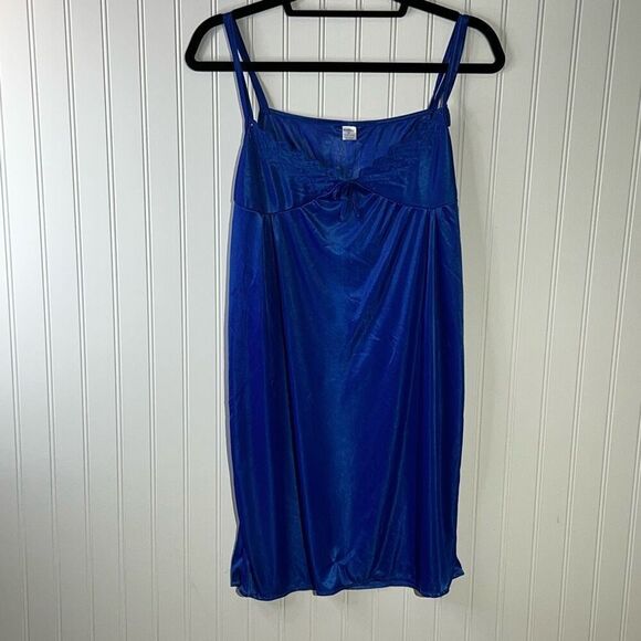 Sindrella Vintage 2 Piece Lace Slip & Robe Set Women’s Medium Royal Blue Sexy - Picture 8 of 9